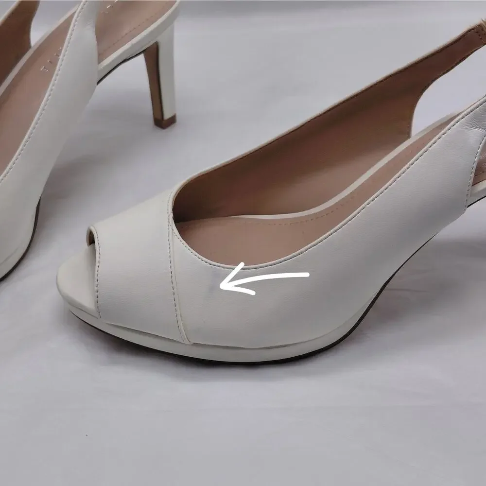 Kelly & Katie Womens Slingback Heels Size 9 White Peep Toe Pumps Bridal Shoes